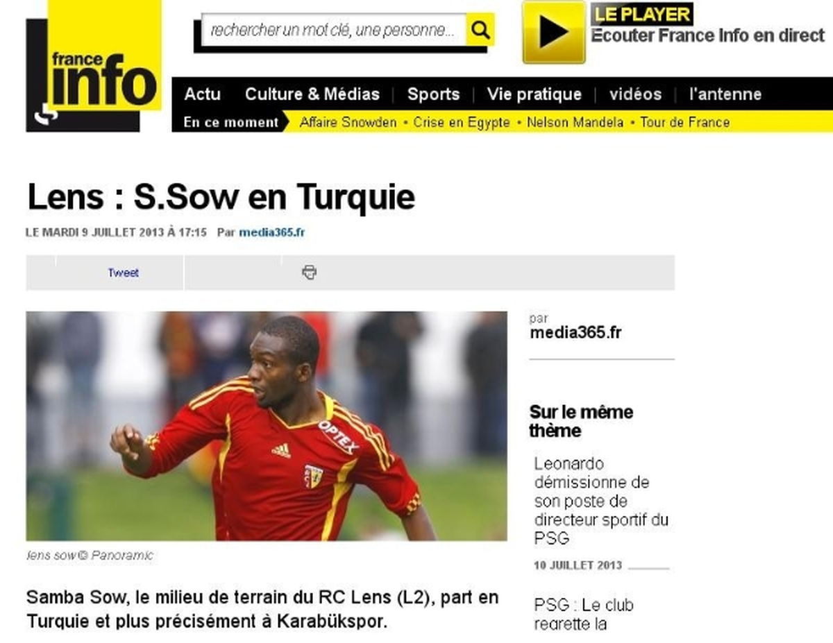 Samba Sow Transferi Fransa Basınında