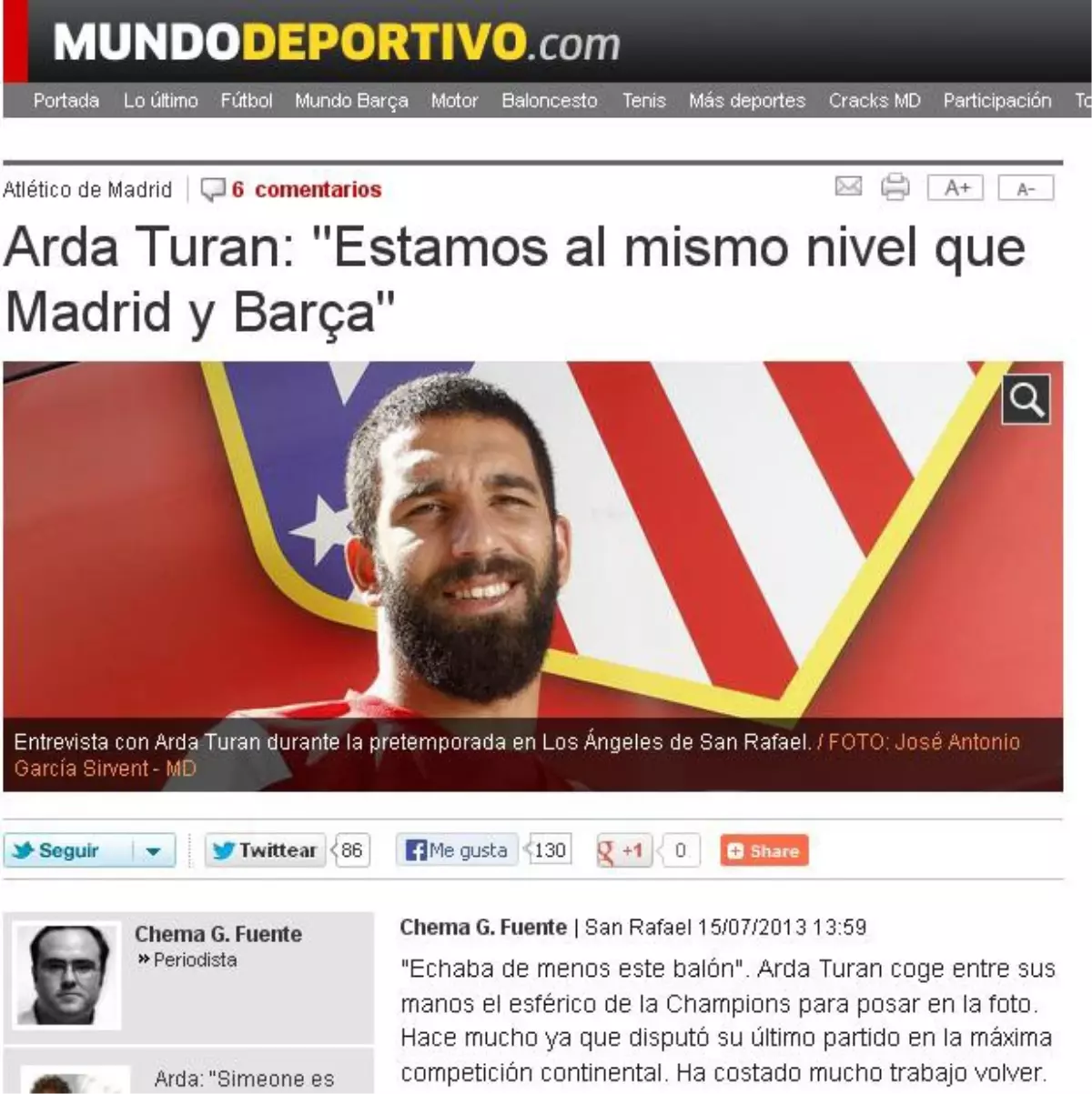 Arda Turan İspanyol Basınına Konuştu