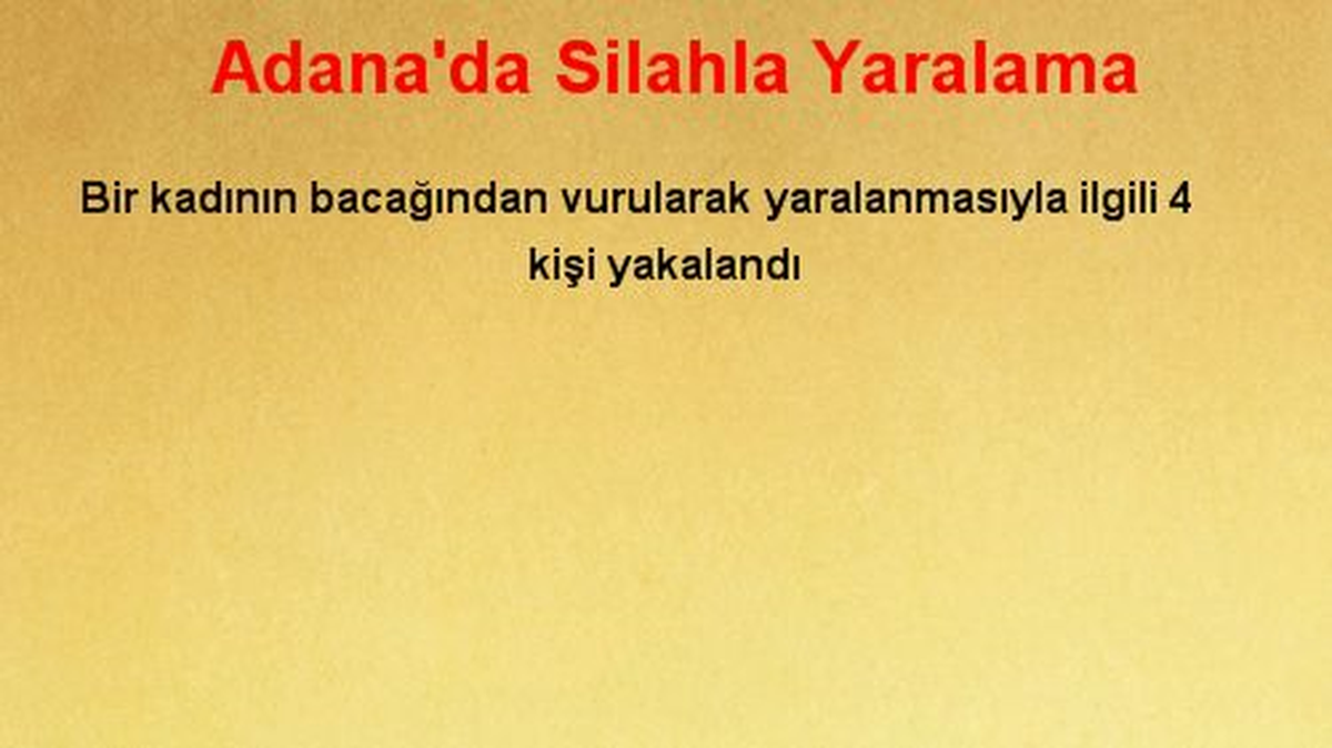 Adana\'da Silahla Yaralama