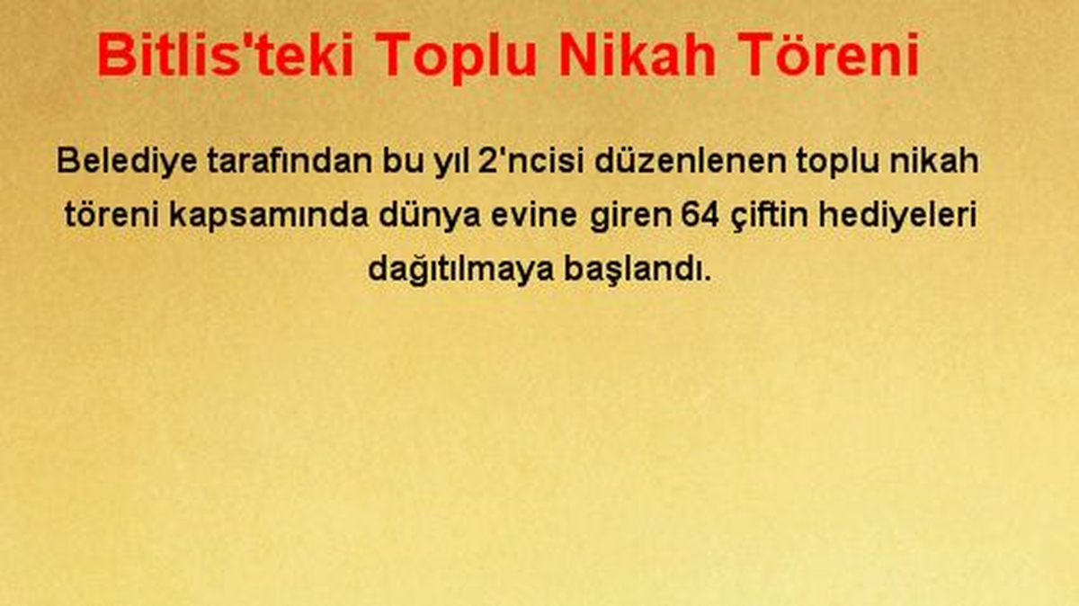 Bitlis\'teki Toplu Nikah Töreni