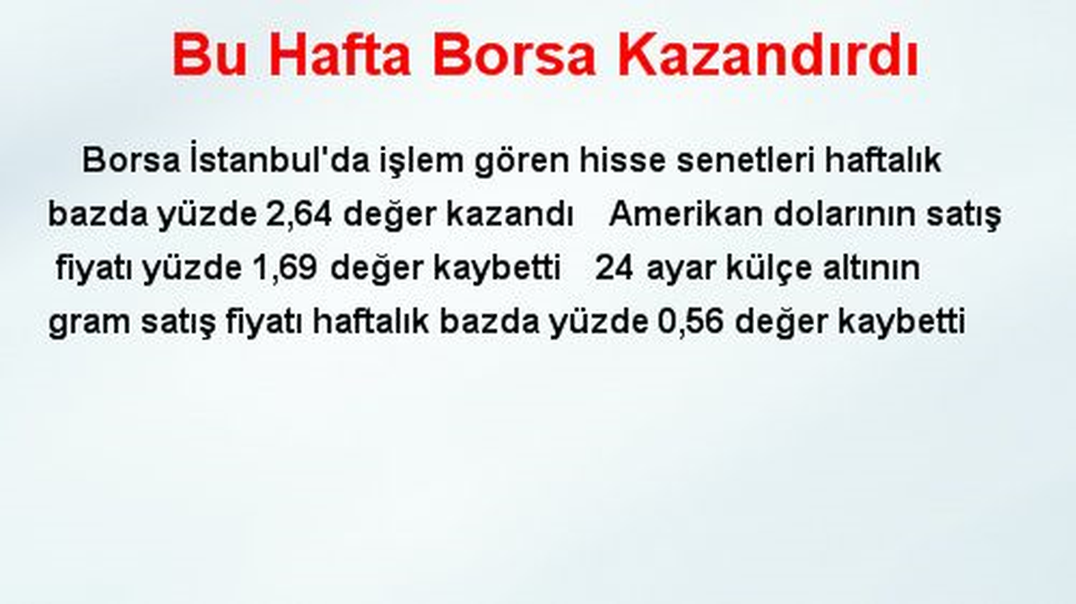 Bu Hafta Borsa Kazandırdı
