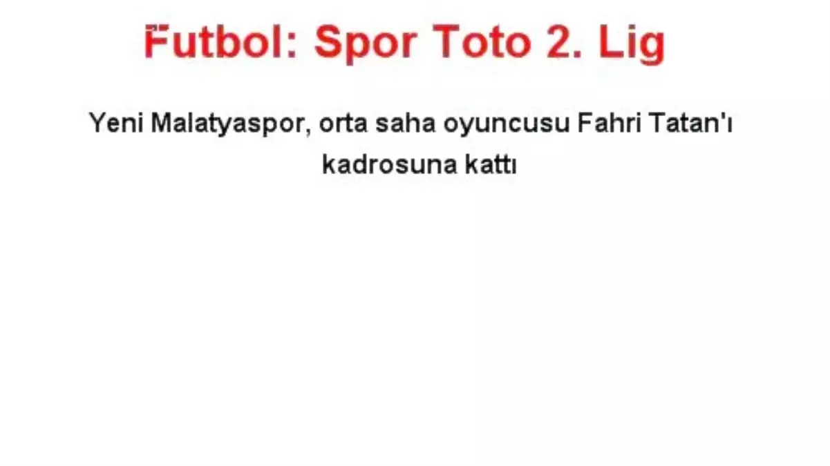 Futbol: Spor Toto 2. Lig