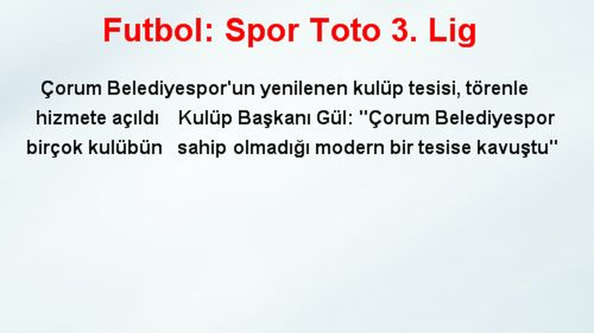 Futbol: Spor Toto 3. Lig