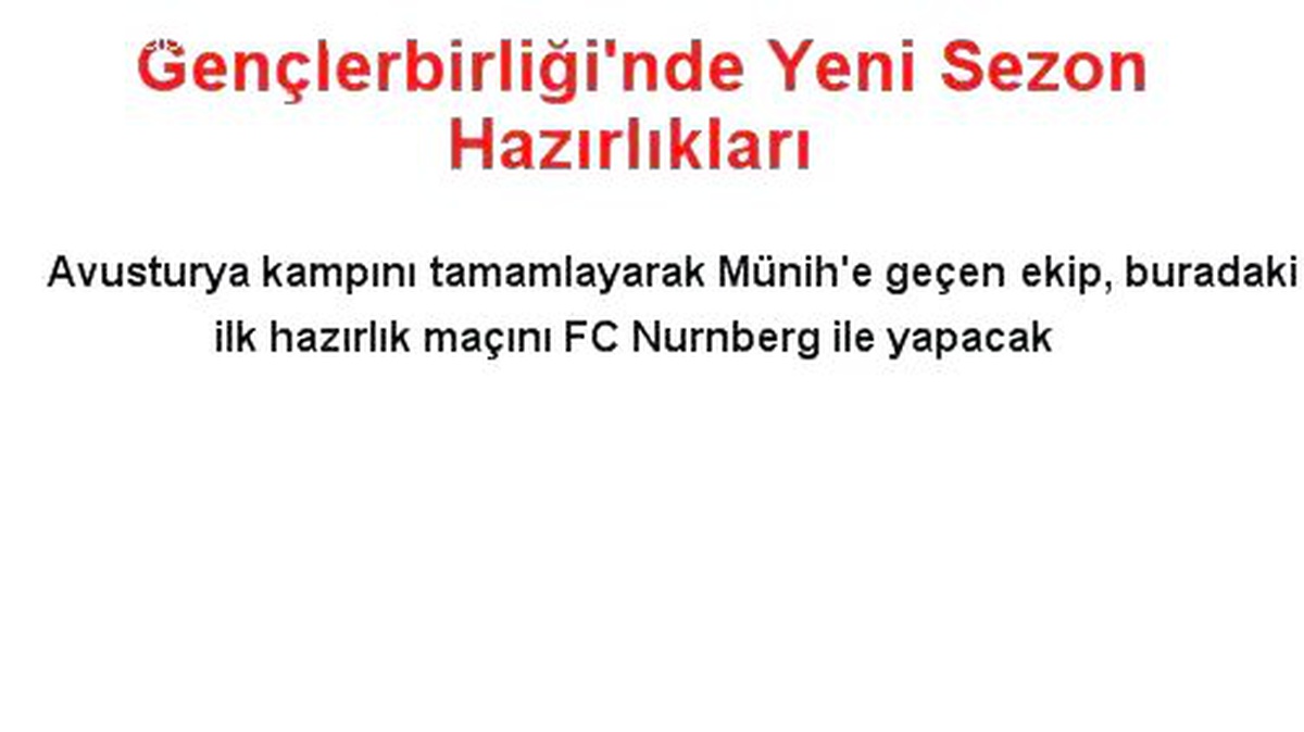 Gençlerbirliği\'nde Yeni Sezon Hazırlıkları