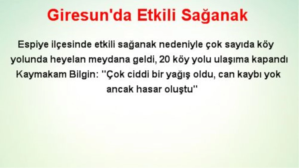 Giresun\'da Etkili Sağanak