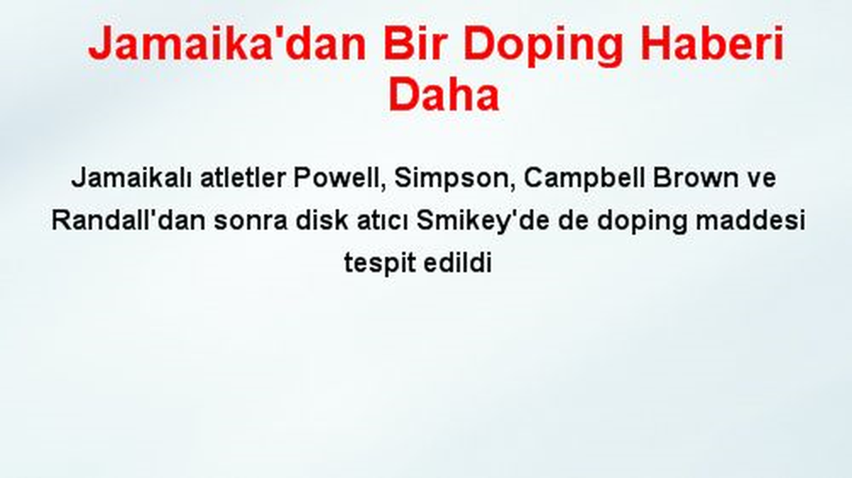 Jamaika\'dan Bir Doping Haberi Daha