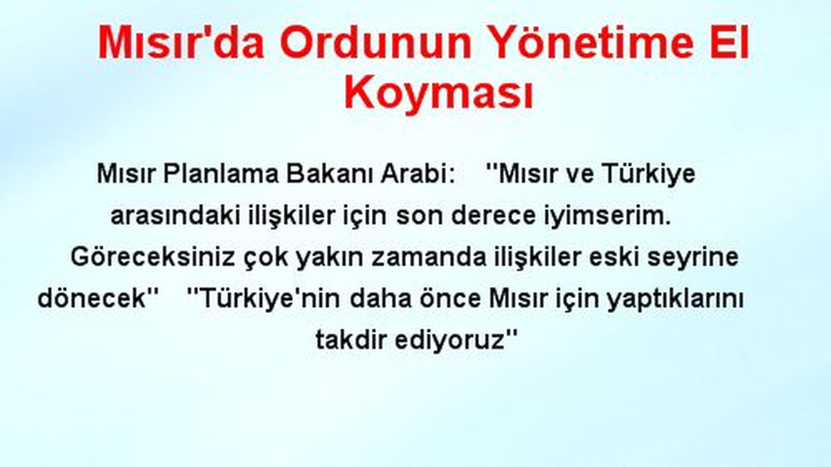Mısır\'da Ordunun Yönetime El Koyması