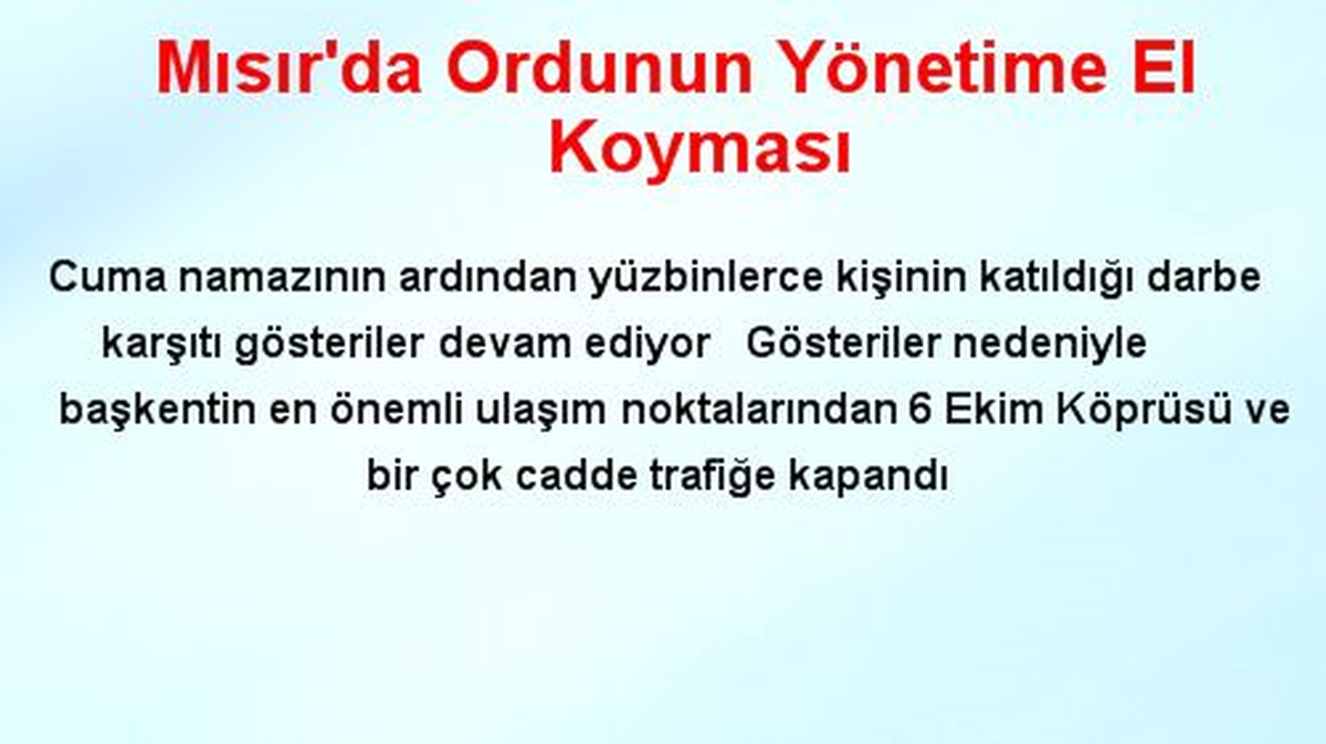 Mısır\'da Ordunun Yönetime El Koyması