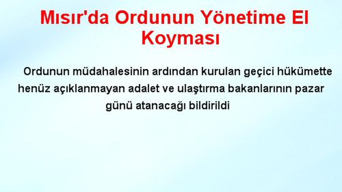 Mısır\'da Ordunun Yönetime El Koyması