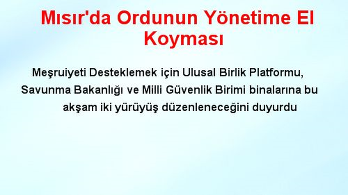 Mısır\'da Ordunun Yönetime El Koyması