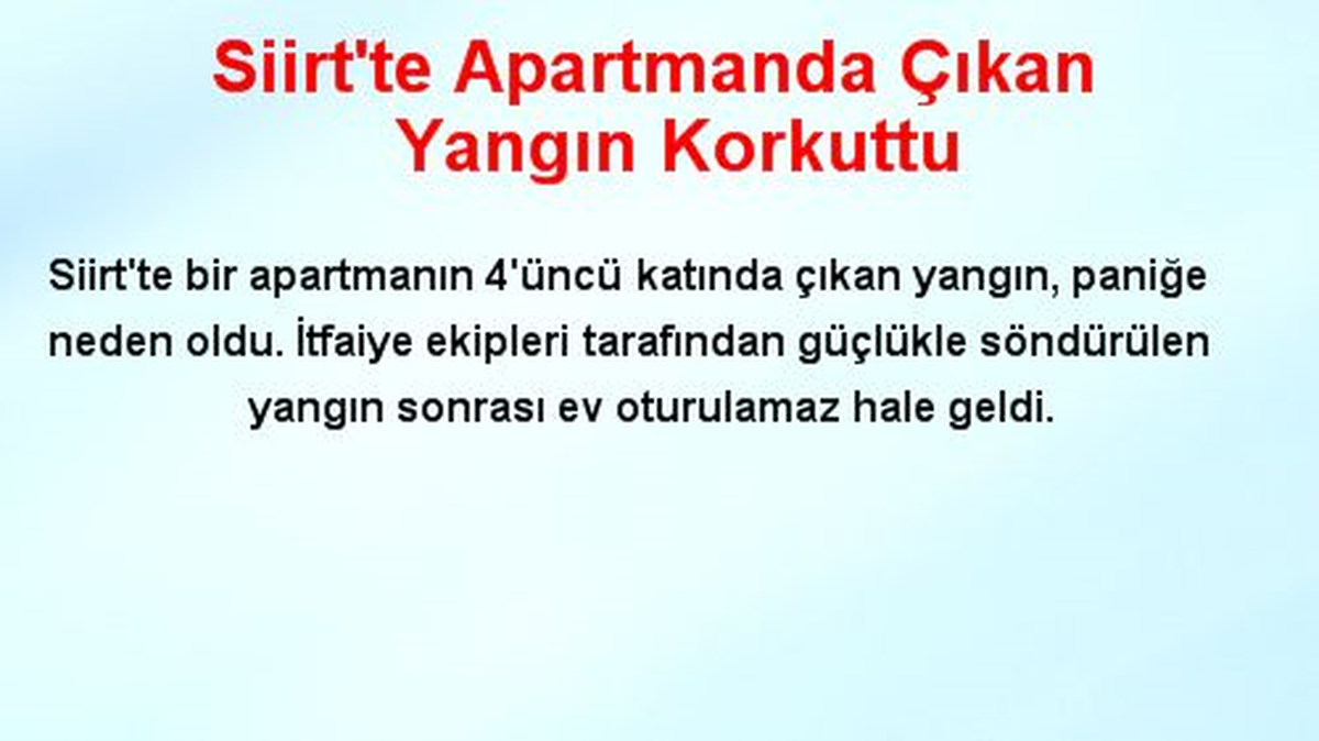 Siirt\'te Apartmanda Çıkan Yangın Korkuttu