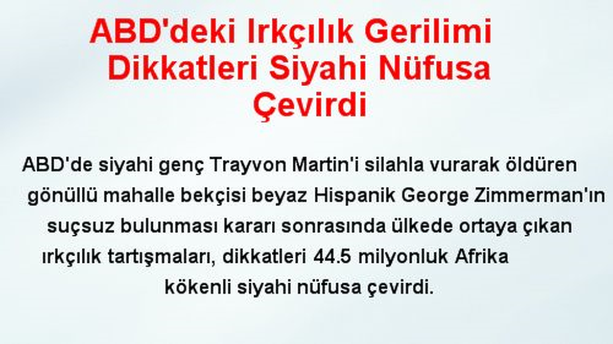 ABD\'deki Irkçılık Gerilimi Dikkatleri Siyahi Nüfusa Çevirdi