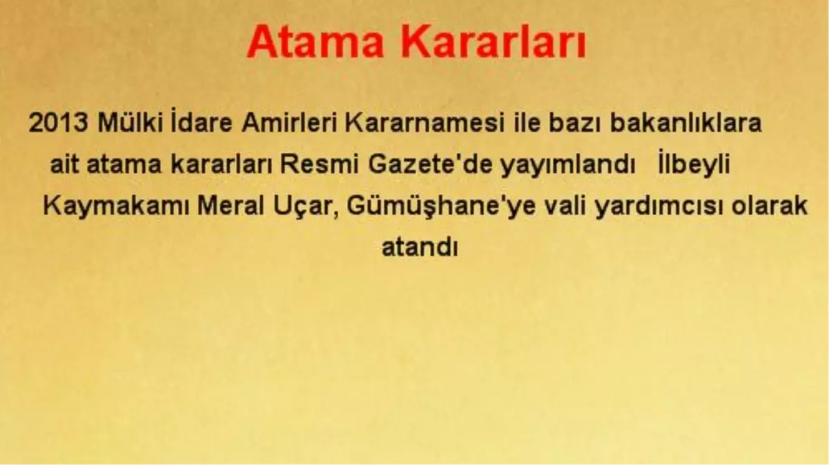 Atama Kararları Resmi Gazete\'de Yayımlandı