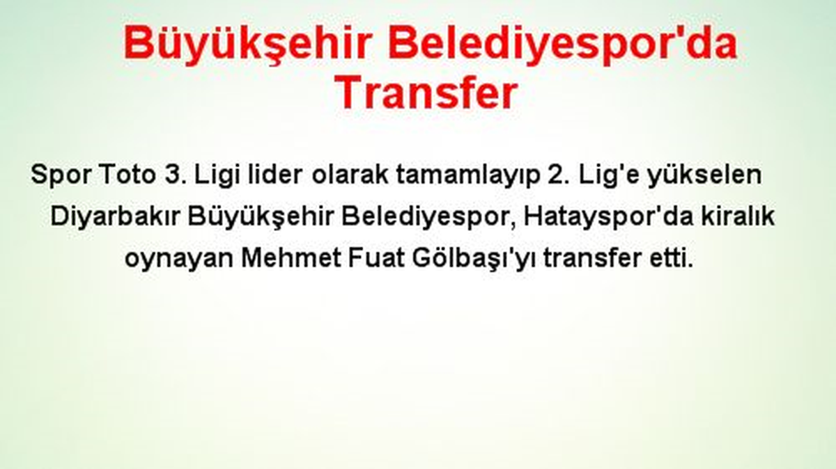 Büyükşehir Belediyespor\'da Transfer