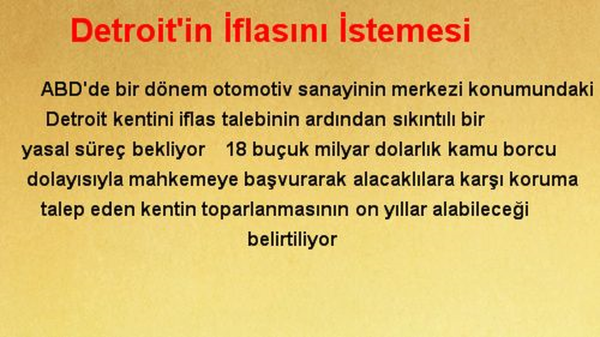 Detroit\'in İflasını İstemesi