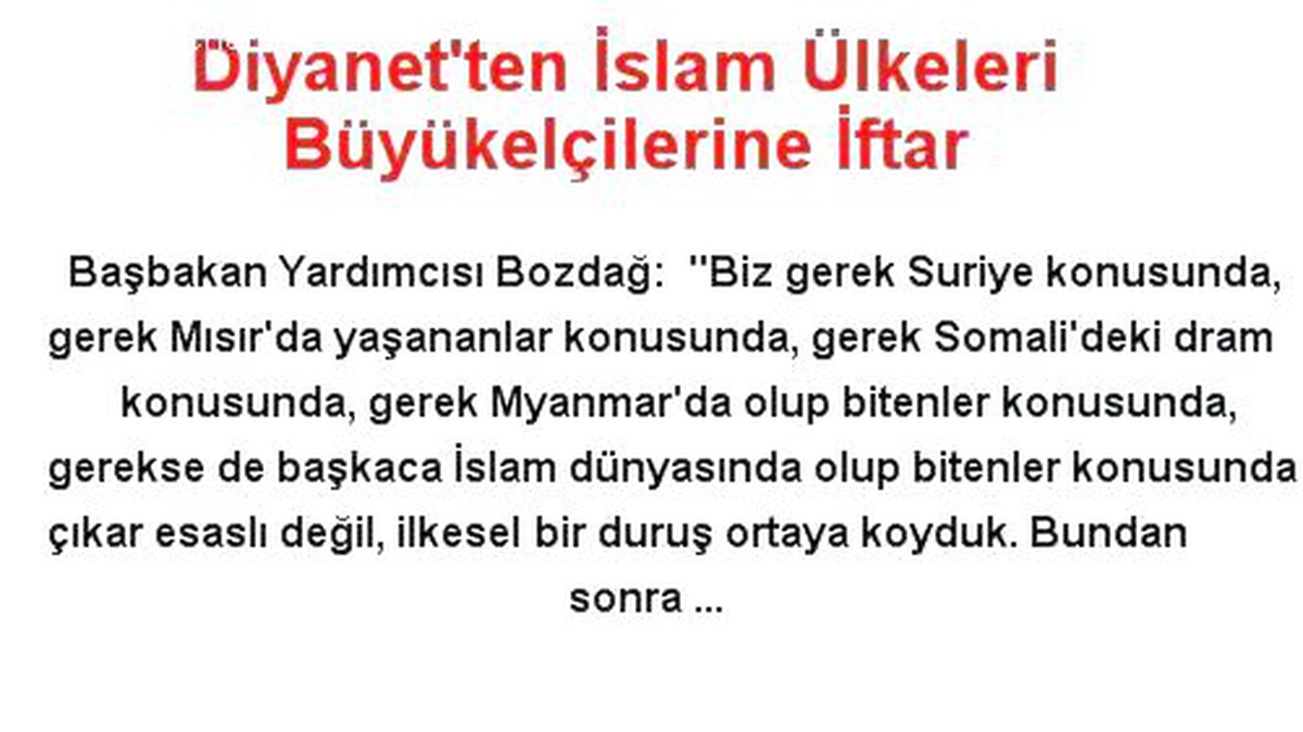 Diyanet\'ten İslam Ülkeleri Büyükelçilerine İftar