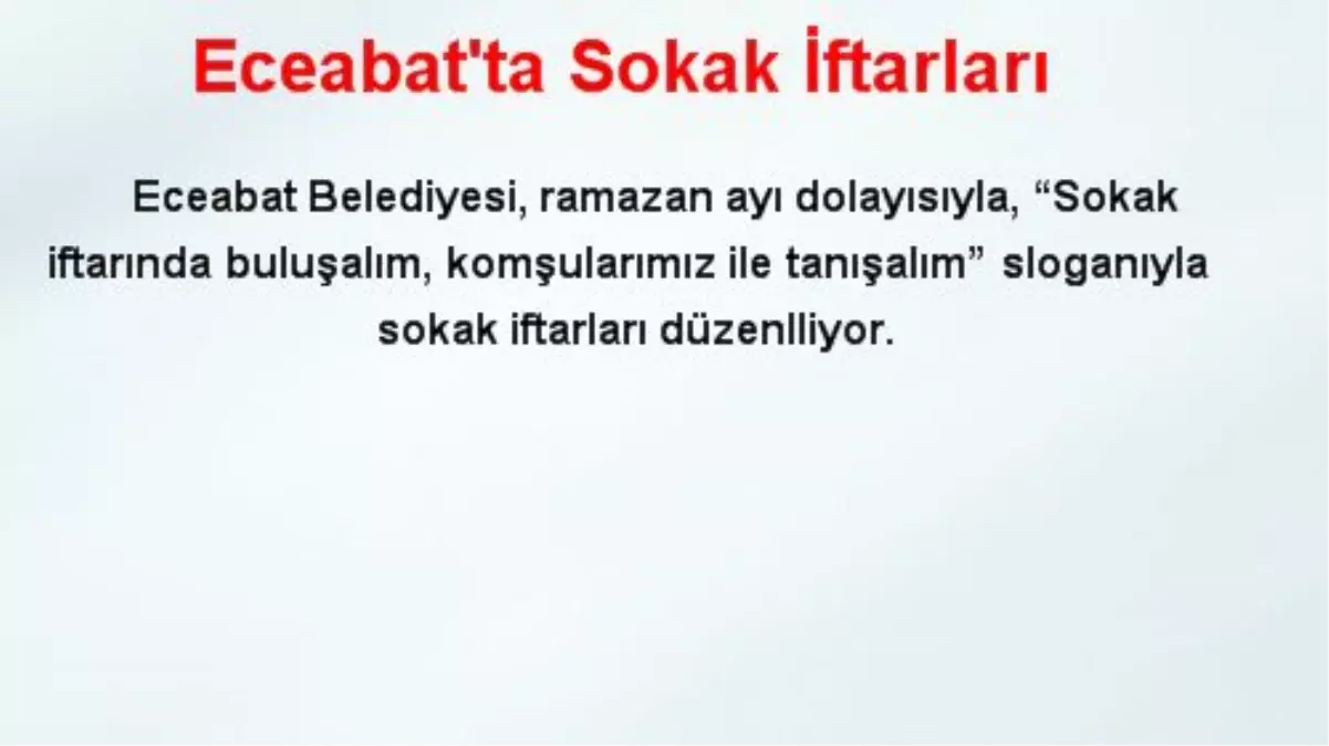 Eceabat'ta Sokak İftarları