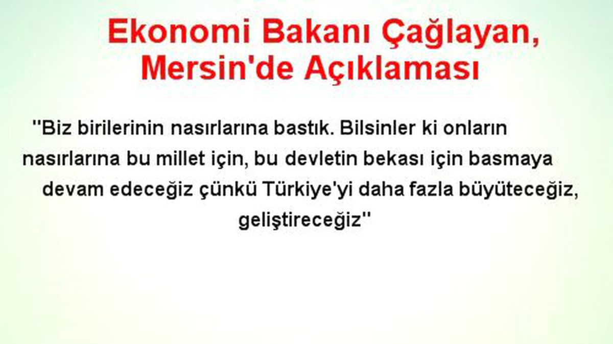 Ekonomi Bakanı Çağlayan, Mersin\'de Açıklaması