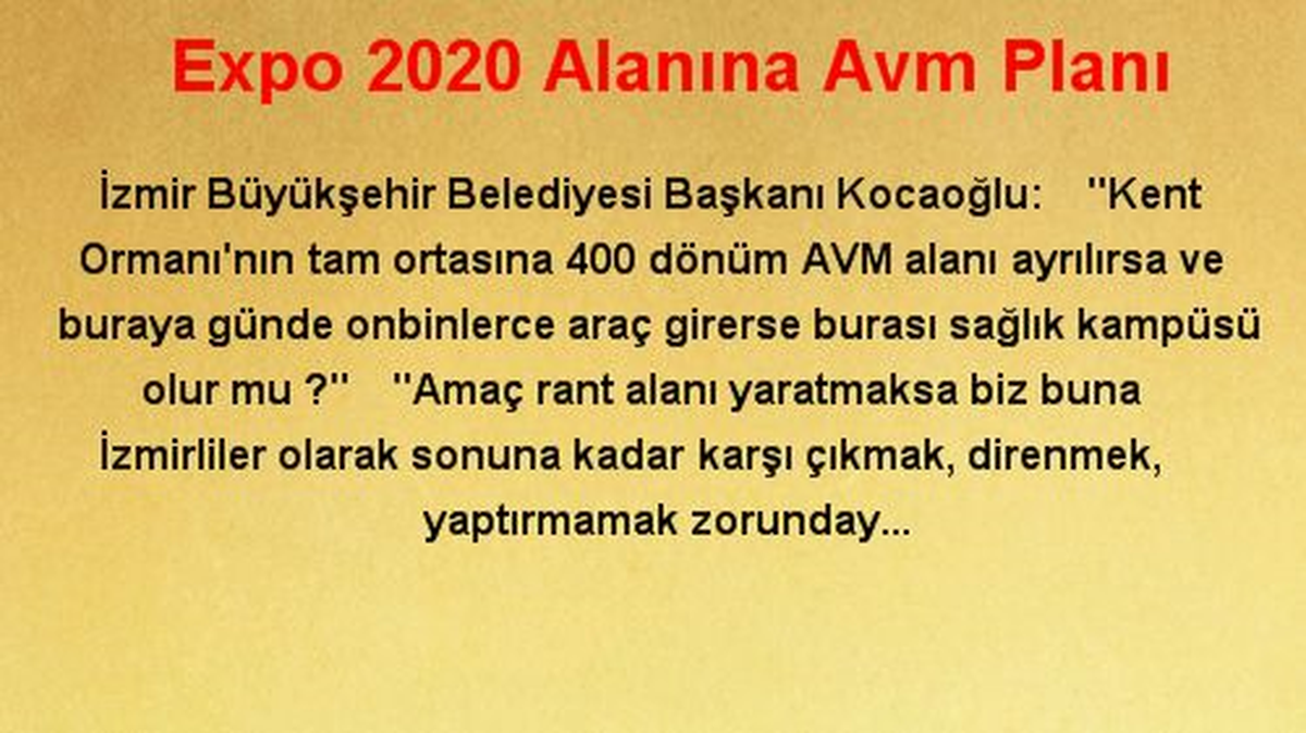 Expo 2020 Alanına Avm Planı