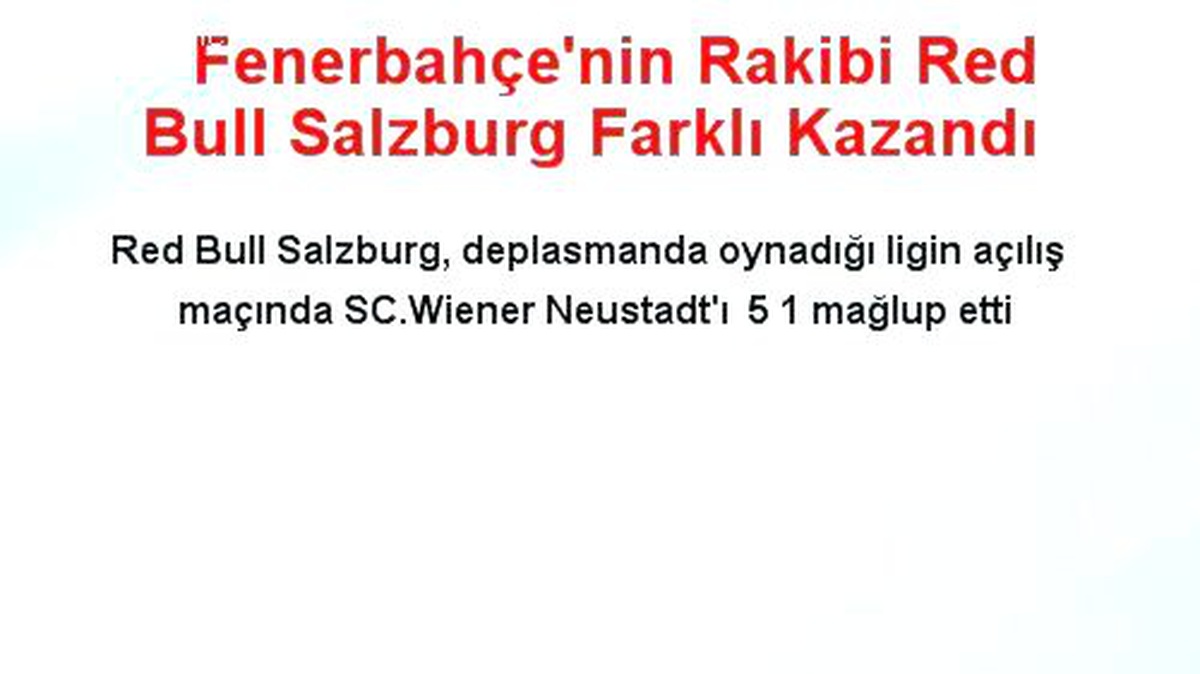 Fenerbahçe\'nin Rakibi Red Bull Salzburg Farklı Kazandı
