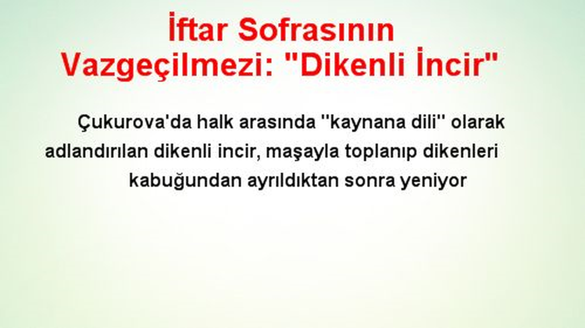İftar Sofrasının Vazgeçilmezi: "Dikenli İncir"