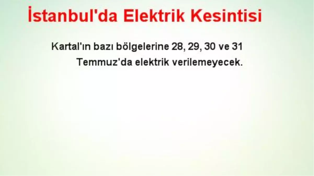 İstanbul\'da Elektrik Kesintisi