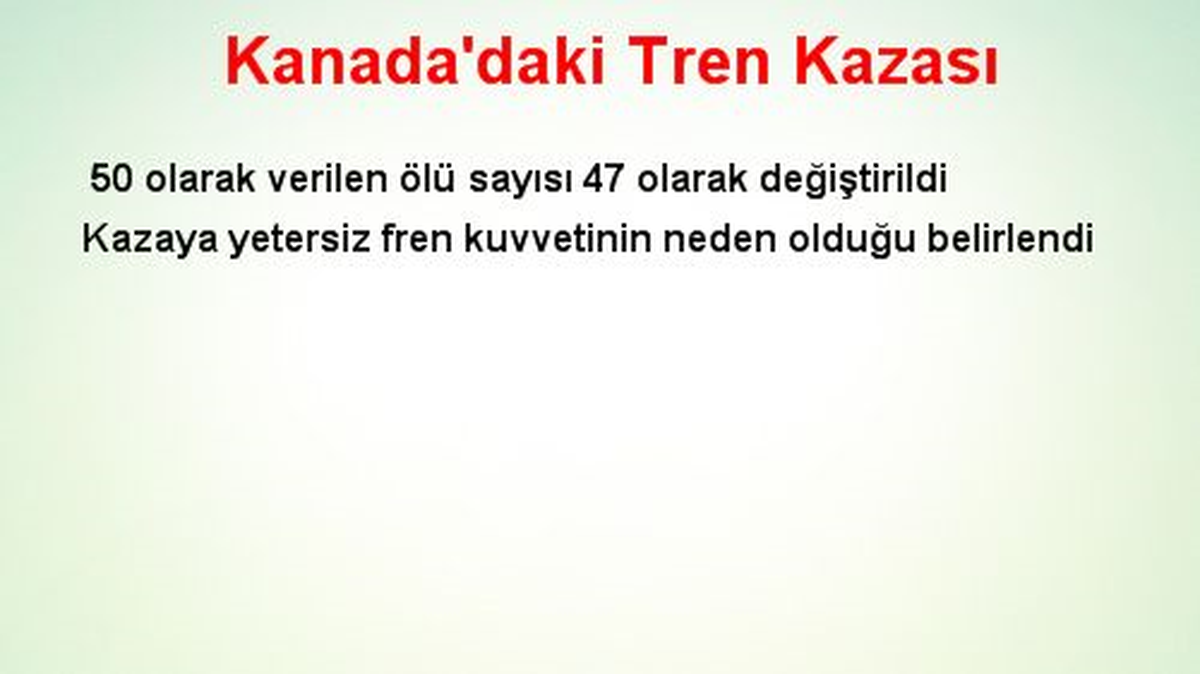 Kanada\'daki Tren Kazası