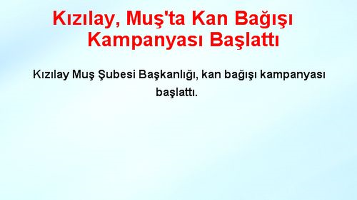 Kızılay, Muş\'ta Kan Bağışı Kampanyası Başlattı