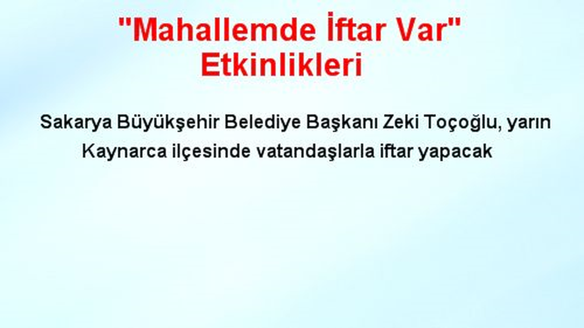 "Mahallemde İftar Var" Etkinlikleri