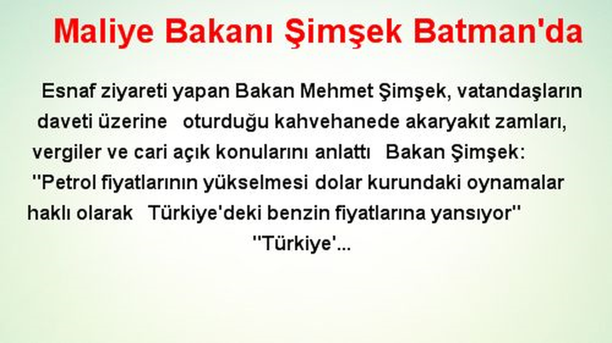 Maliye Bakanı Şimşek Esnafla Dertleşti
