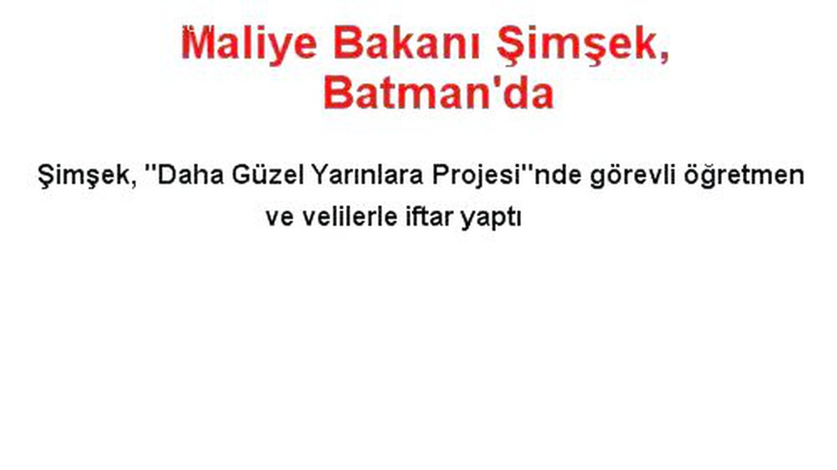 Maliye Bakanı Şimşek, Batman\'da
