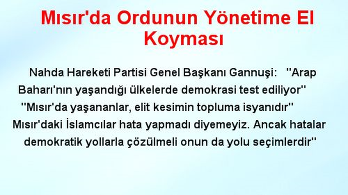 Mısır\'da Ordunun Yönetime El Koyması