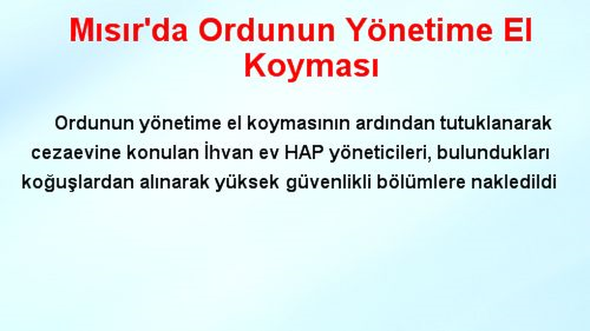 Mısır\'da Ordunun Yönetime El Koyması