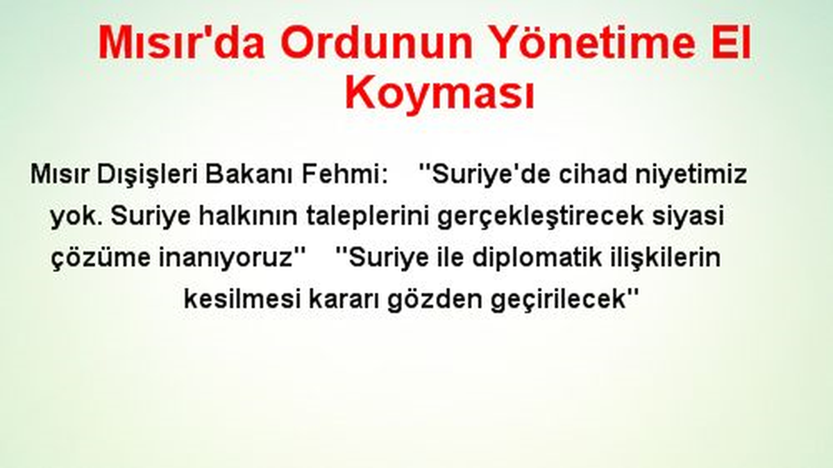 Mısır\'da Ordunun Yönetime El Koyması