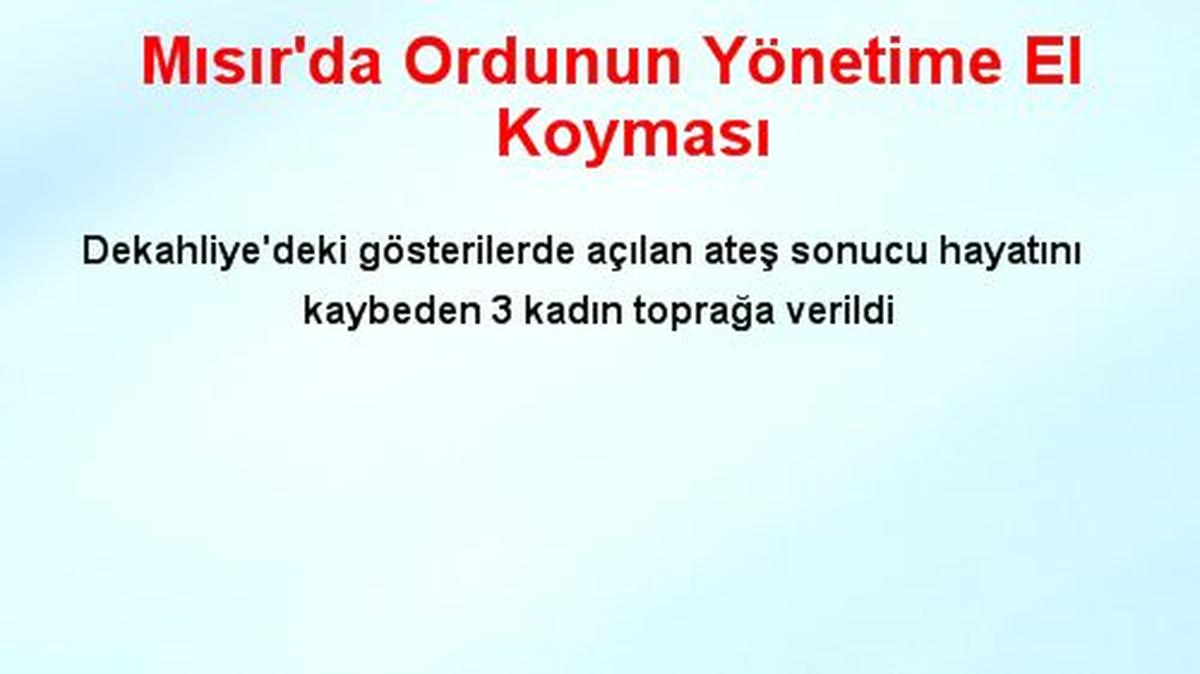 Mısır\'da Ordunun Yönetime El Koyması