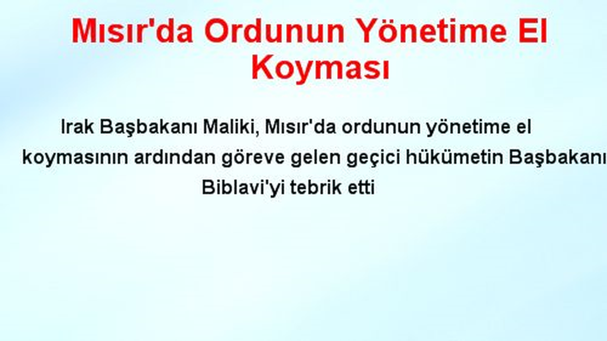 Mısır\'da Ordunun Yönetime El Koyması