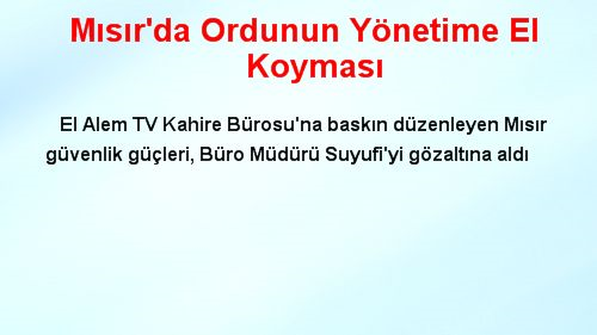 Mısır\'da Ordunun Yönetime El Koyması