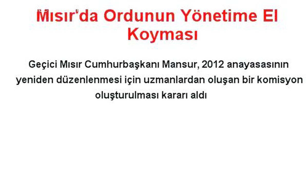 Mısır\'da Ordunun Yönetime El Koyması