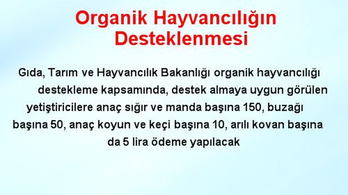 Organik Hayvancılığın Desteklenmesi