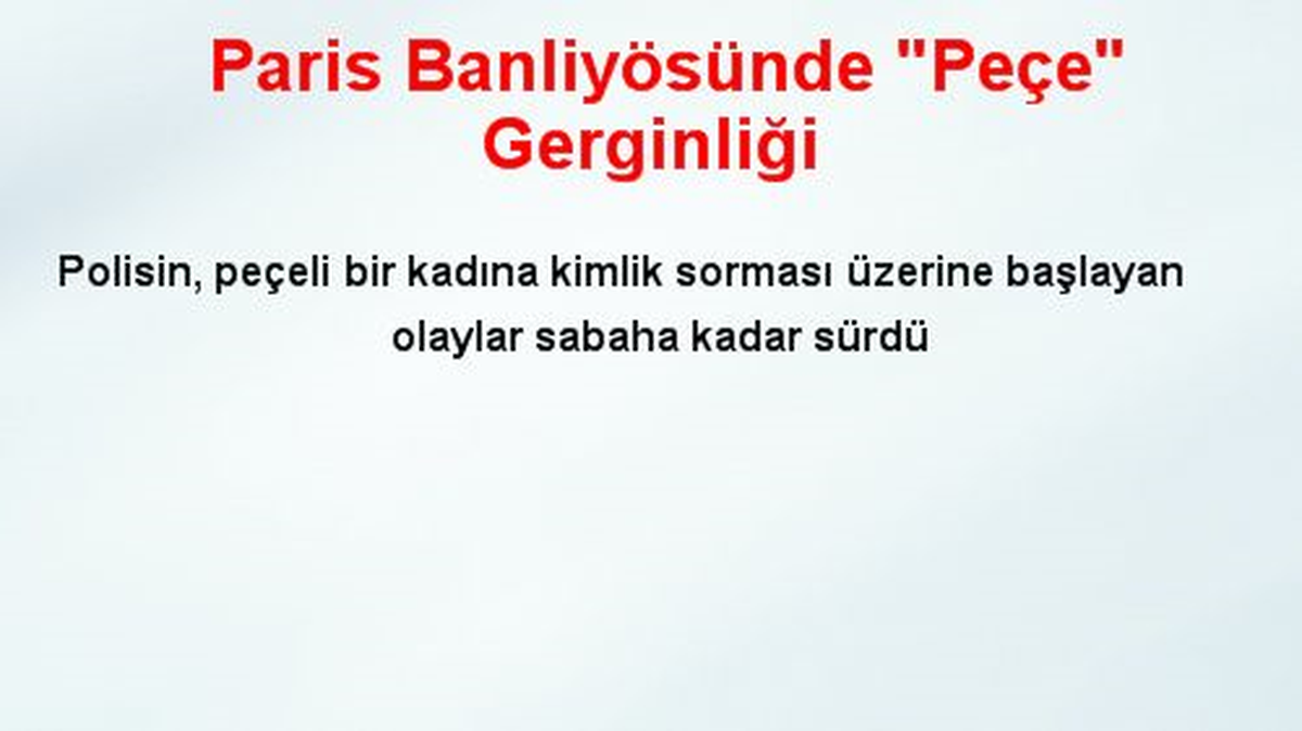 Paris Banliyösünde Peçe Gerginliği