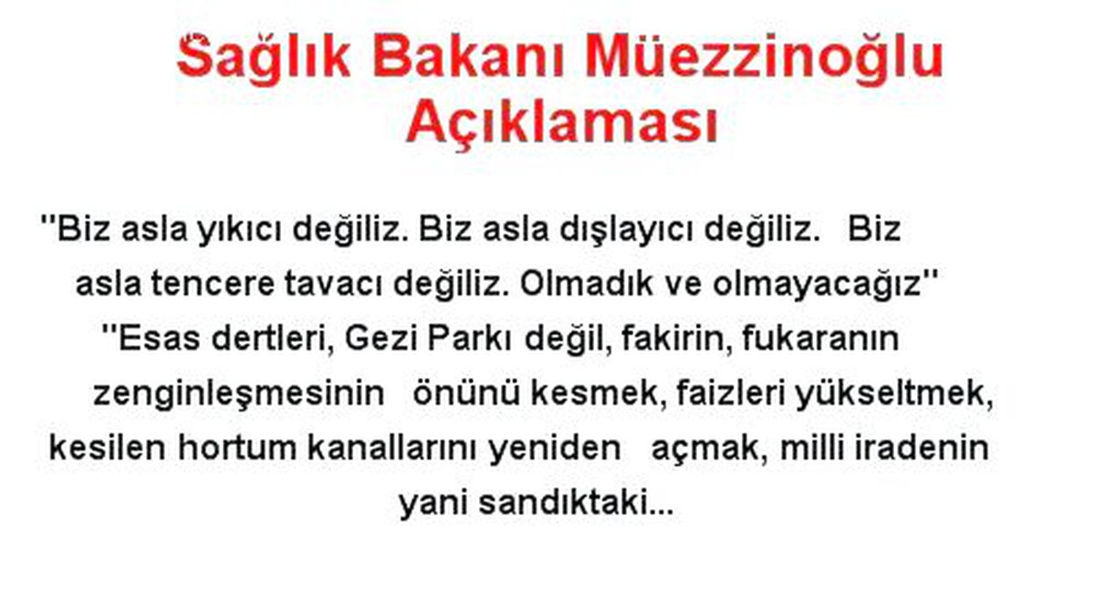 Sağlık Bakanı Müezzinoğlu Açıklaması