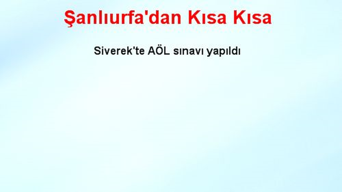 Şanlıurfa\'dan Kısa Kısa