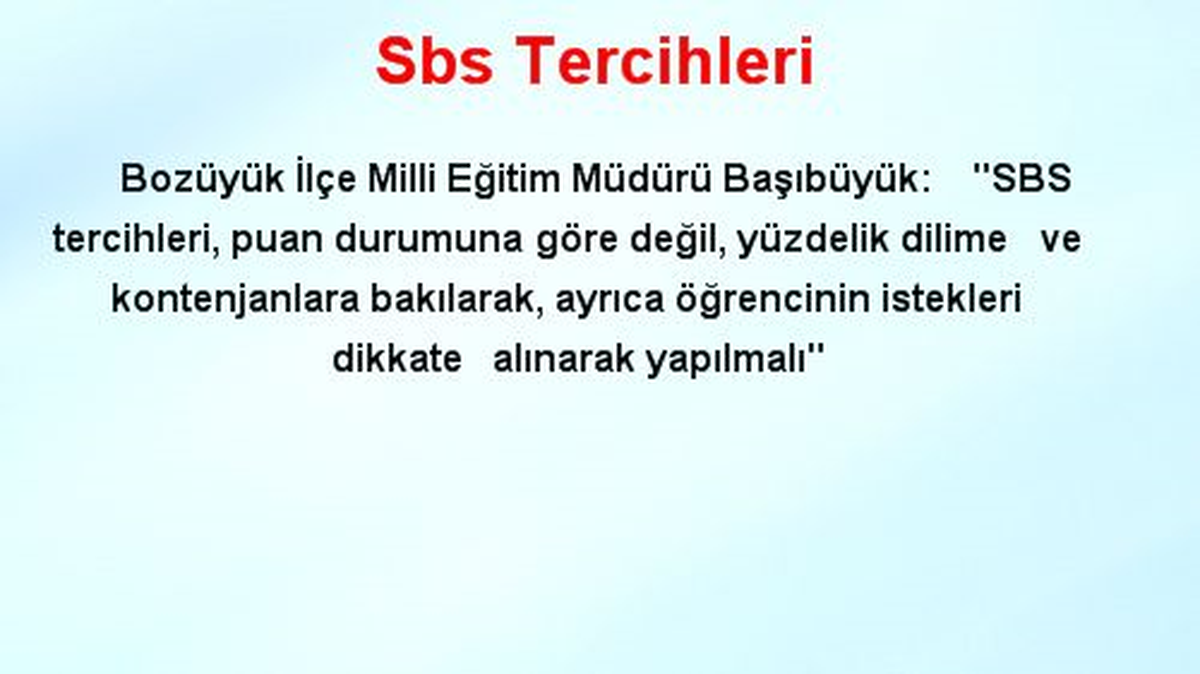 Sbs Tercihleri