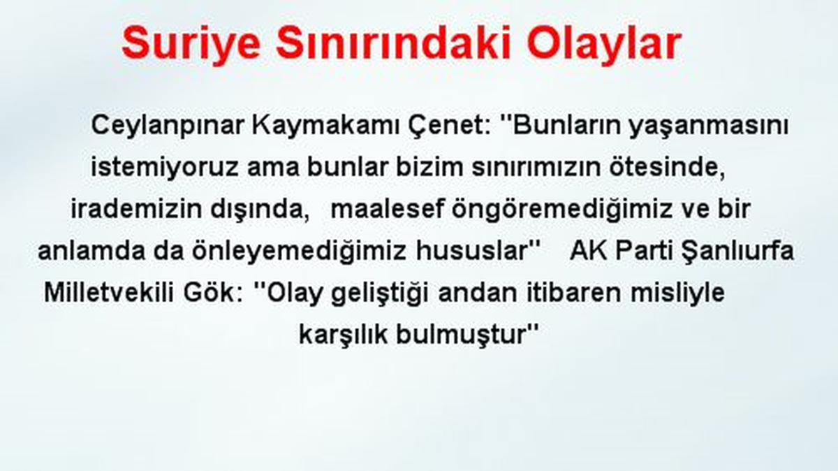 Suriye Sınırındaki Olaylar