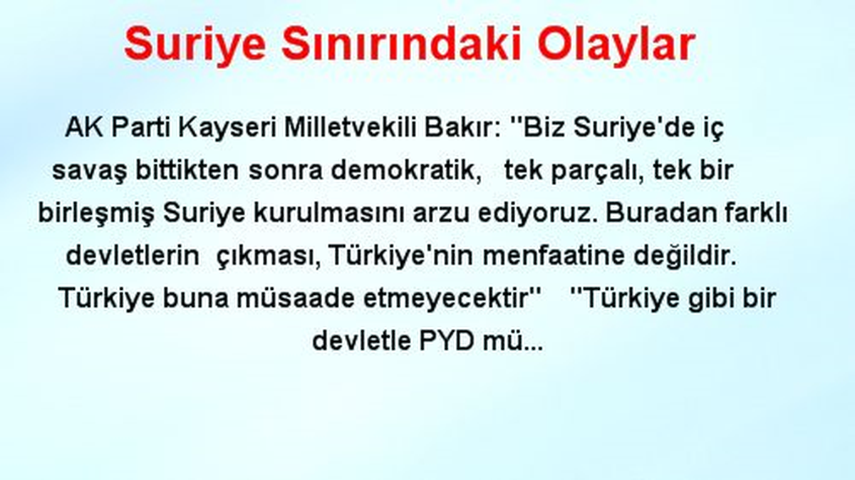 Suriye Sınırındaki Olaylar