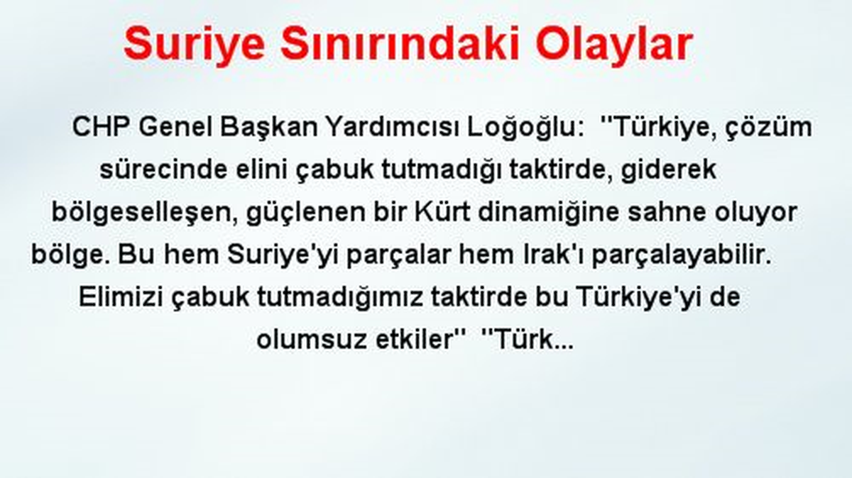 Suriye Sınırındaki Olaylar