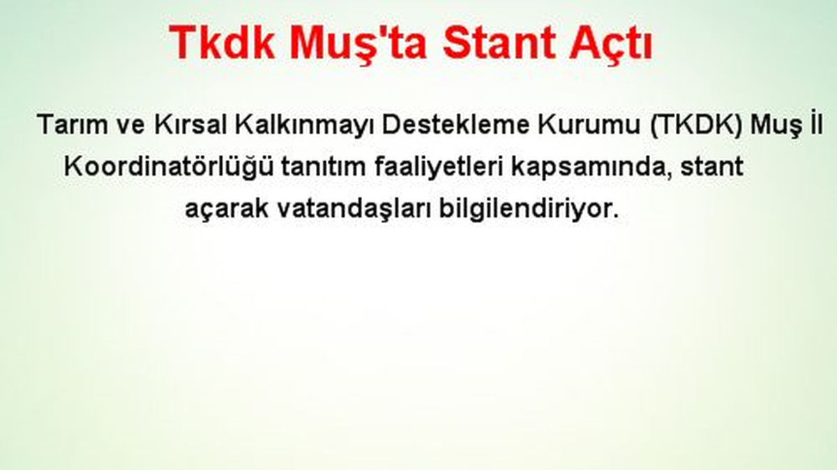 Tkdk Muş'ta Stant Açtı