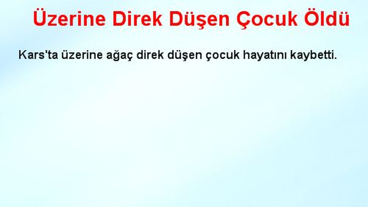 Üzerine Direk Düşen Çocuk Öldü