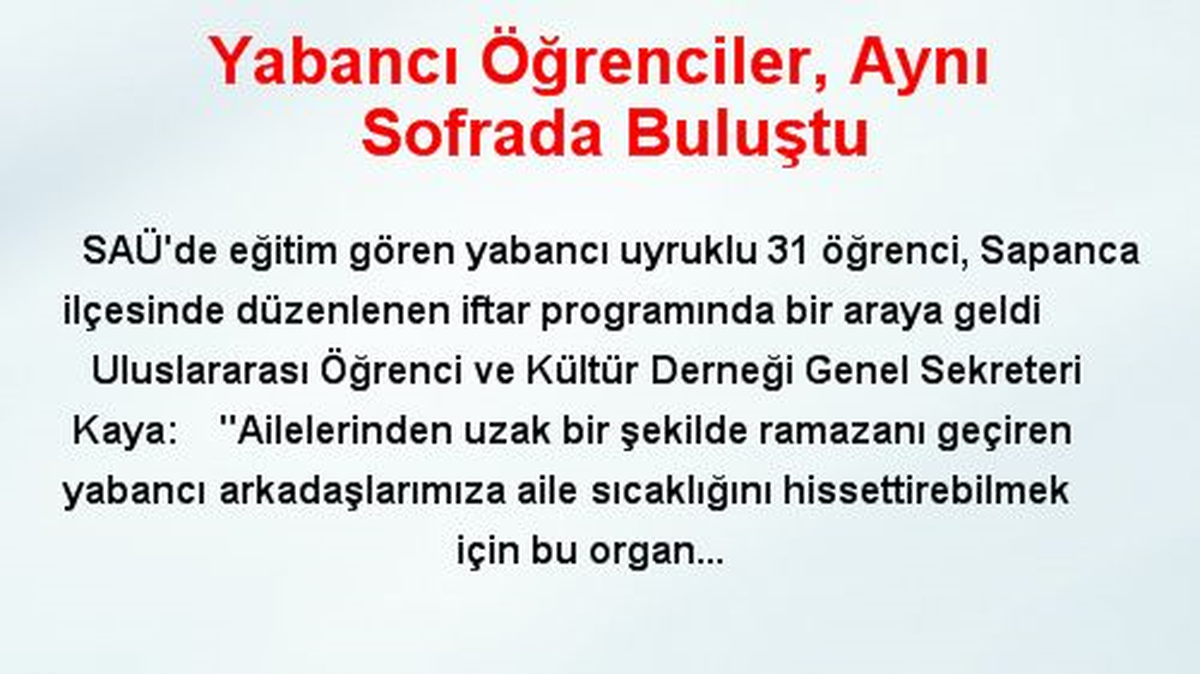 Yabancı Öğrenciler, Aynı Sofrada Buluştu