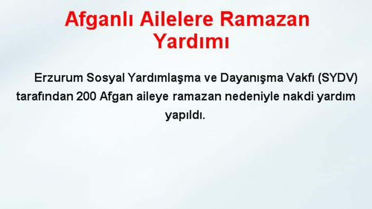 Afganlı Ailelere Ramazan Yardımı